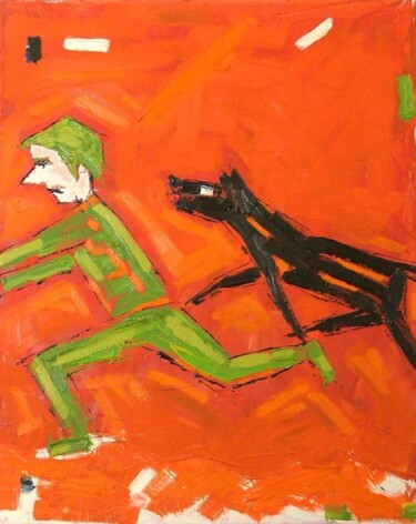 Painting titled "running away wont h…" by Reuven Dattner, Original Artwork