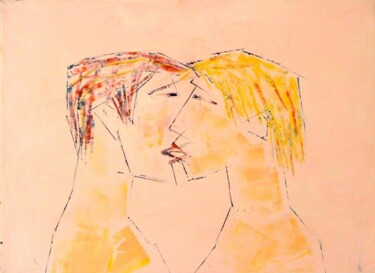 Painting titled "the kiss" by Reuven Dattner, Original Artwork