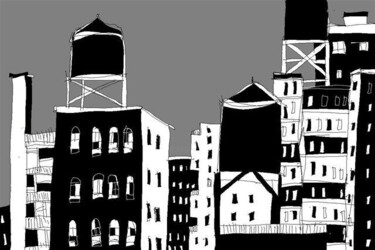 Dibujo titulada "new york 3" por Reuven Dattner, Obra de arte original