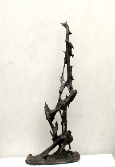 Sculptuur getiteld "zinger" door Revaz Verulidze, Origineel Kunstwerk, Hout