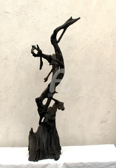 Sculpture titled "Decorative composit…" by Revaz Verulidze, Original Artwork, Wood