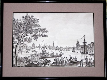 Dessin intitulée "Port de La Rochelle…" par Joël Le Jeune, Œuvre d'art originale