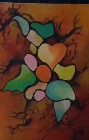 Painting titled "psychedelique" by Martine Rey, Original Artwork, Acrylic