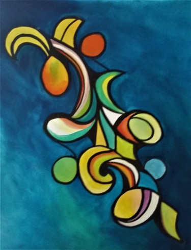 Painting titled "arlequin" by Martine Rey, Original Artwork, Acrylic