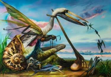 Painting titled "The Evolution of Sp…" by Reydel Espinosa Fernandez, Original Artwork, Oil