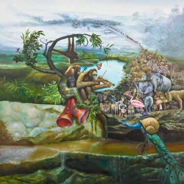 Schilderij getiteld "The Great Concert" door Reydel Espinosa Fernandez, Origineel Kunstwerk, Olie