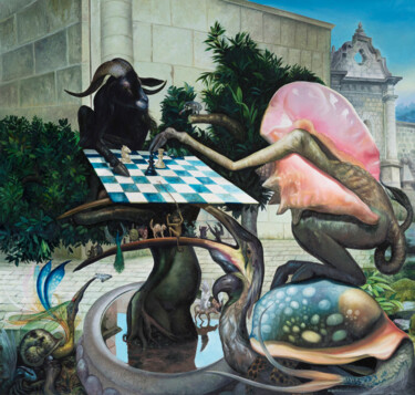 Painting titled "The Goat Master" by Reydel Espinosa Fernandez, Original Artwork, Oil