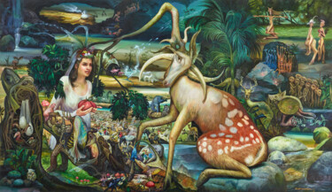 Картина под названием "The Gift" - Reydel Espinosa Fernandez, Подлинное произведение искусства, Масло Установлен на Деревянн…