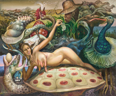 Pittura intitolato "The Fairy of Farmers" da Reydel Espinosa Fernandez, Opera d'arte originale, Olio