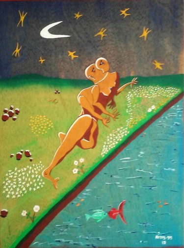 Malerei mit dem Titel "1995-19" von Reyes Solis Fernandez, Original-Kunstwerk, Tempera