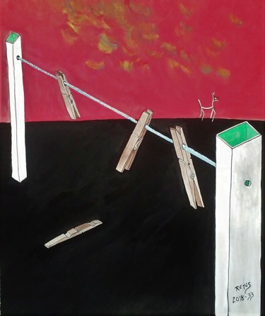 Painting titled "2018-33" by Reyes Solis Fernandez, Original Artwork, Tempera
