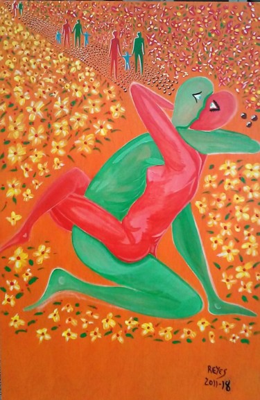 Painting titled "2011-18" by Reyes Solis Fernandez, Original Artwork, Tempera