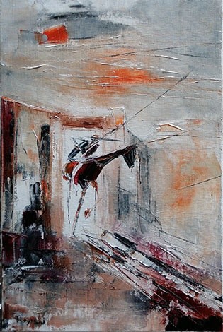 Painting titled "Le départ par la fa…" by Pierre René Reymond, Original Artwork