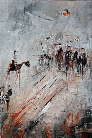 Painting titled "Don Quichotte et le…" by Pierre René Reymond, Original Artwork