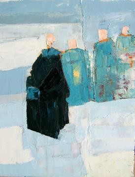 Peinture intitulée "Les 3 moines [08-20…" par Pierre René Reymond, Œuvre d'art originale