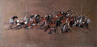 Painting titled "Bataille VI" by Pierre René Reymond, Original Artwork