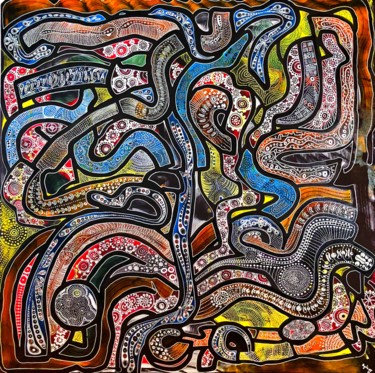 Painting titled "Neuronal volutes" by Reyolenjoy, Original Artwork, Acrylic