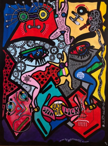 Peinture intitulée "Tribe" par Reyolenjoy, Œuvre d'art originale, Acrylique