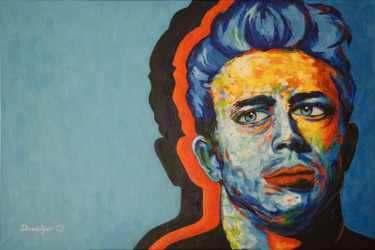 Painting titled "James Dean" by Reza Davatgar, Original Artwork, Acrylic
