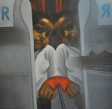 Peinture intitulée "Uncertainty" par Reza Davatgar, Œuvre d'art originale, Huile
