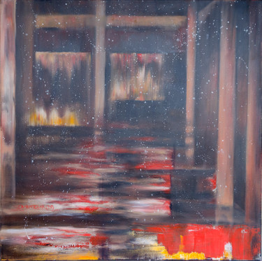 Malerei mit dem Titel "Cold night" von Reza Davatgar, Original-Kunstwerk, Öl