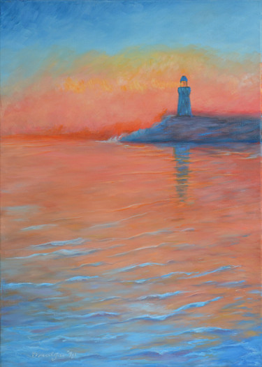 Peinture intitulée "lighthouse" par Reza Davatgar, Œuvre d'art originale, Huile