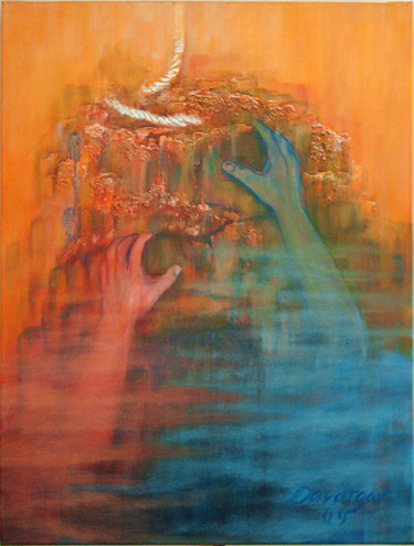 Painting titled "last hope" by Reza Davatgar, Original Artwork, Oil