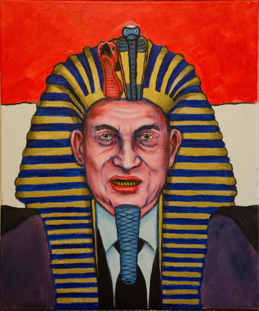 Malerei mit dem Titel "Pharaoh mobarak!" von Reza Davatgar, Original-Kunstwerk, Acryl