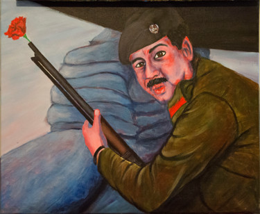 Malerei mit dem Titel "Man of peace!" von Reza Davatgar, Original-Kunstwerk, Acryl