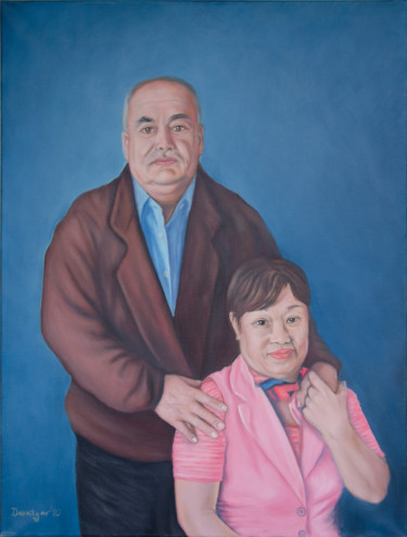 Painting titled "Alex Parents - Order" by Reza Davatgar, Original Artwork, Oil