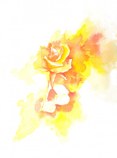 Peinture intitulée "Rose" par Reza Davatgar, Œuvre d'art originale, Aquarelle