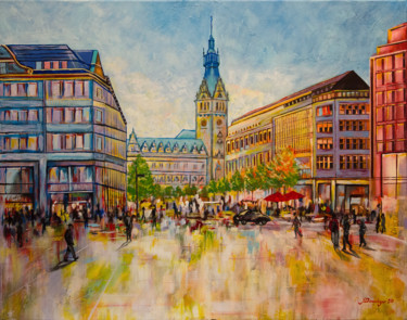 Painting titled "Rathaus Hamburg" by Reza Davatgar, Original Artwork, Acrylic