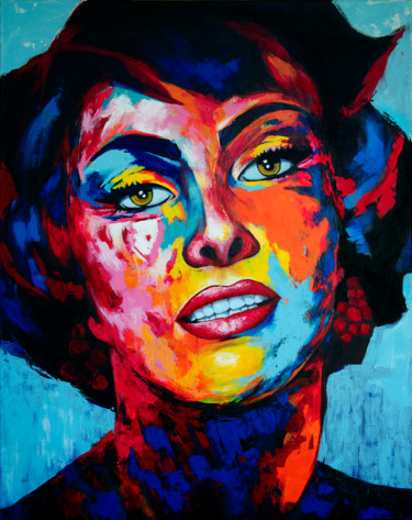 Painting titled "Sofia Loren" by Reza Davatgar, Original Artwork, Acrylic