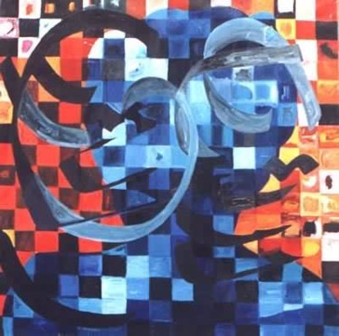 Peinture intitulée "L'homme bleu" par Ahmed Rezgui, Œuvre d'art originale, Huile