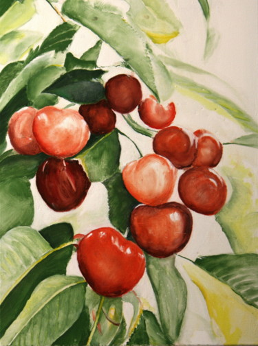 Pintura intitulada "cherries.jpg" por Gennadi Finkelstein (rfmetro), Obras de arte originais, Óleo