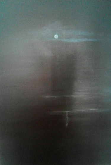 Painting titled "Nuit bleue" by Romuald, Original Artwork, Acrylic Mounted on Wood Stretcher frame