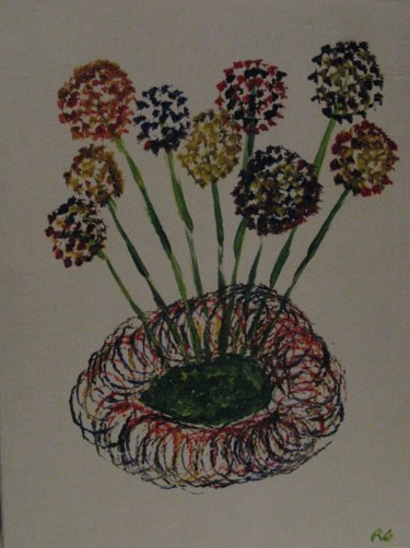 Peinture intitulée "nid-fleuri" par Régis Gerard, Œuvre d'art originale