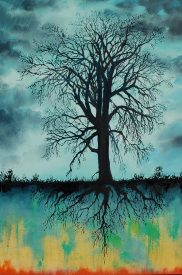 Painting titled "Taproot" by Ritch Gaiti, Original Artwork, Oil