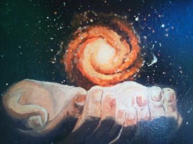 Pittura intitolato "Universo nas mãos" da Rhagara, Opera d'arte originale, Acrilico