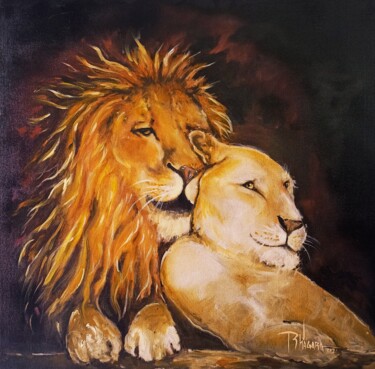 Painting titled "Amor Explícito" by Rhagara, Original Artwork, Oil Mounted on Wood Panel