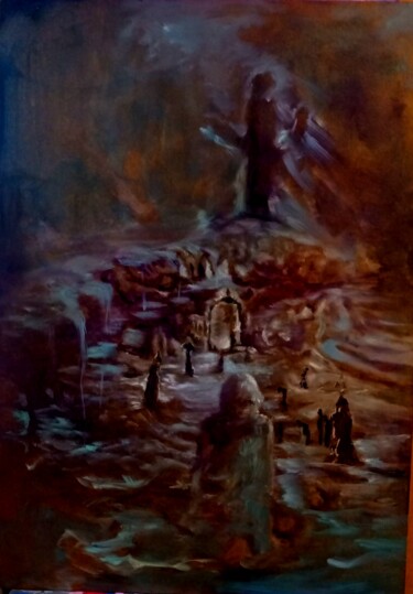 Schilderij getiteld "Ways" door Rhagara, Origineel Kunstwerk, Olie Gemonteerd op Houten paneel