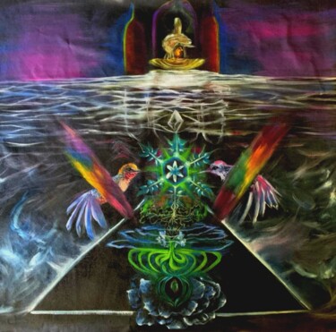 Peinture intitulée "Reflexo do buscador" par Rhagara, Œuvre d'art originale, Huile