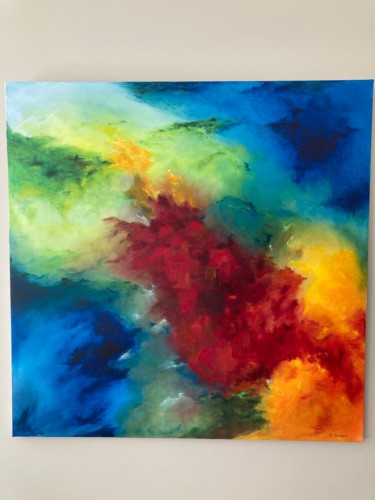 Peinture intitulée "mélange de couleurs" par Rhila Boussour, Œuvre d'art originale, Huile