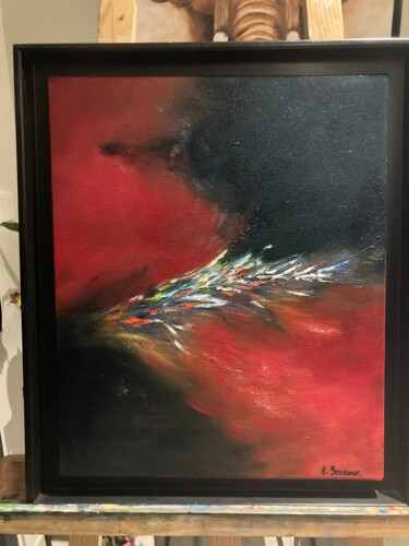 Painting titled "Intergalactique" by Rhila Boussour, Original Artwork, Oil