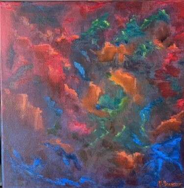 Painting titled "Chemins sinueux" by Rhila Boussour, Original Artwork, Oil