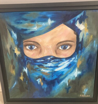 Painting titled "Femme touareg" by Rhila Boussour, Original Artwork, Oil