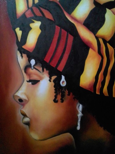 Painting titled "Mulher Negra" by Rhisia Souza, Original Artwork, Ink