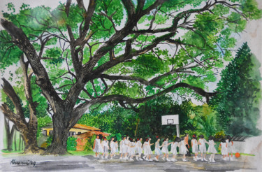 Painting titled "Reliving Moments" by Rhuani Rambukwelle, Original Artwork, Watercolor Mounted on Other rigid panel