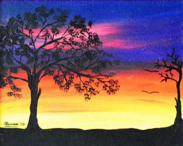 Painting titled "Breaking Dawn" by Rhuani Rambukwelle, Original Artwork, Acrylic Mounted on Wood Stretcher frame