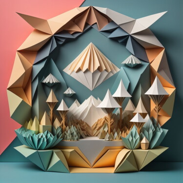 Digital Arts με τίτλο "Paper Valley" από Rhys Wyrill, Αυθεντικά έργα τέχνης, Ψηφιακή ζωγραφική